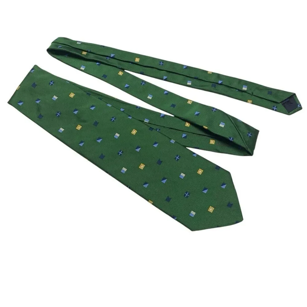 Brooks Brothers Makers Tie Men's Necktie Silk Nautical Signal Flags Green